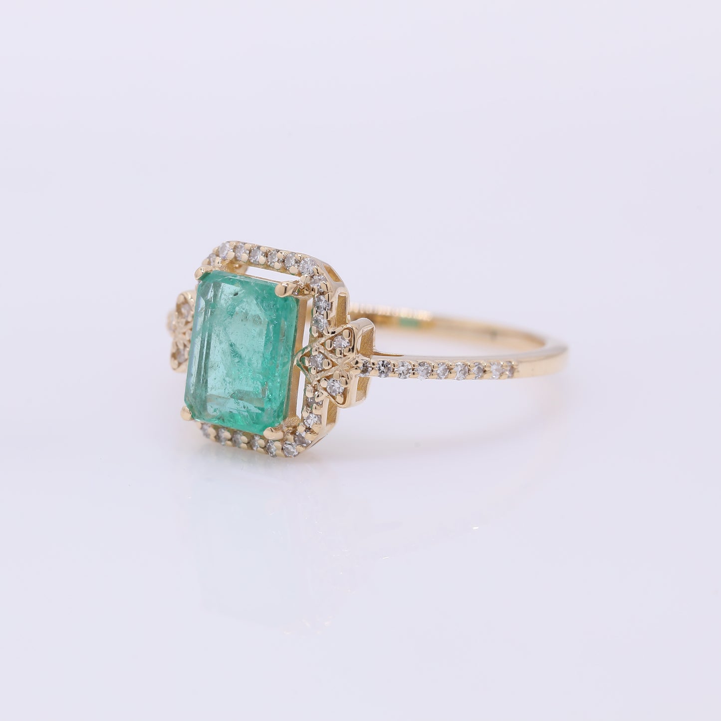 1.36 Ct Octagon Step Cut Natural Emerald 14K Gold Ring