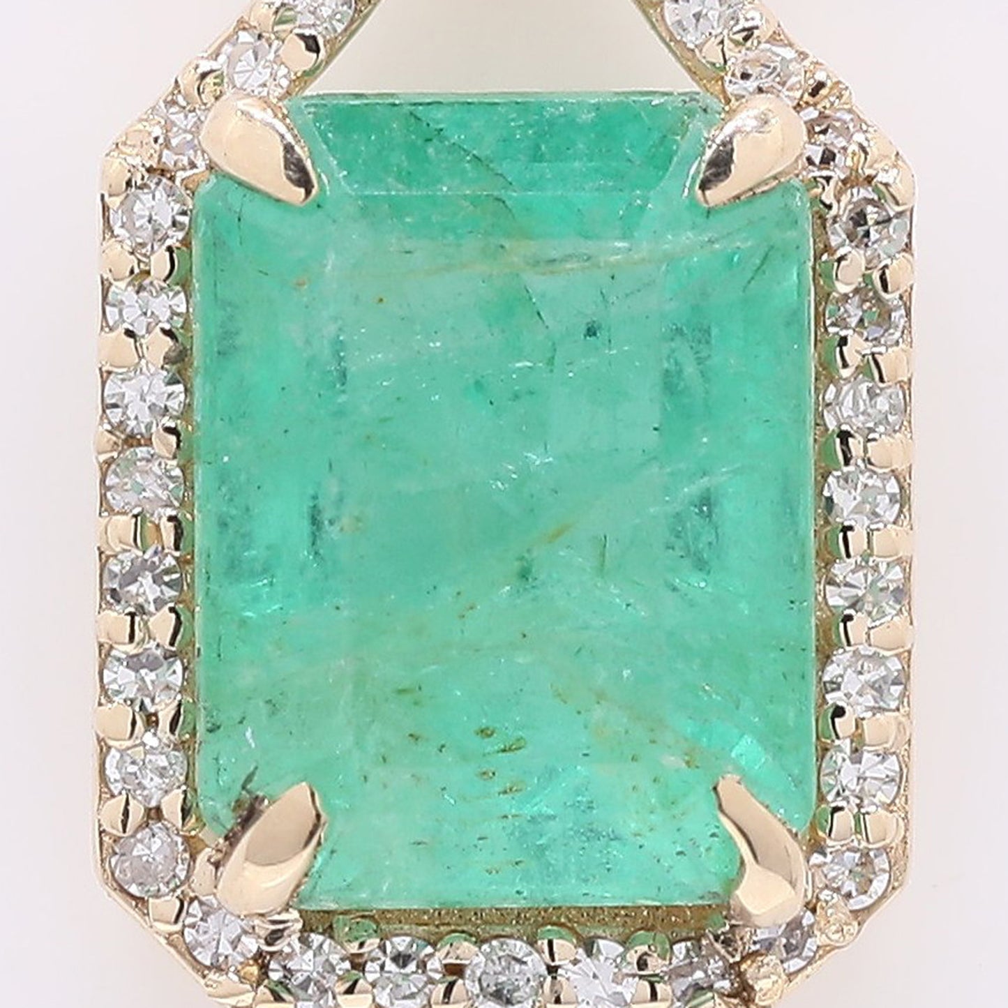 1.82 Ct Octagon Step Cut Natural Emerald 14K Gold Pendant