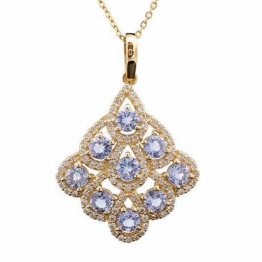 1.37 Ct Round Tanzanite 14K Gold Pendant