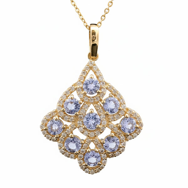 1.37 Ct Round Tanzanite 14K Gold Pendant