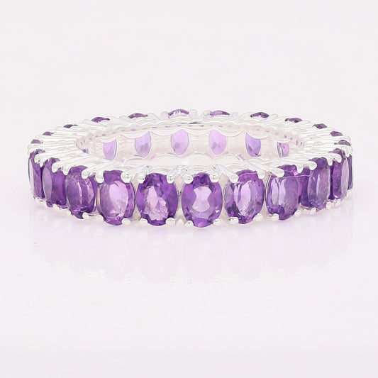 3.53 Ct Oval Amethyst 925 Silver Ring