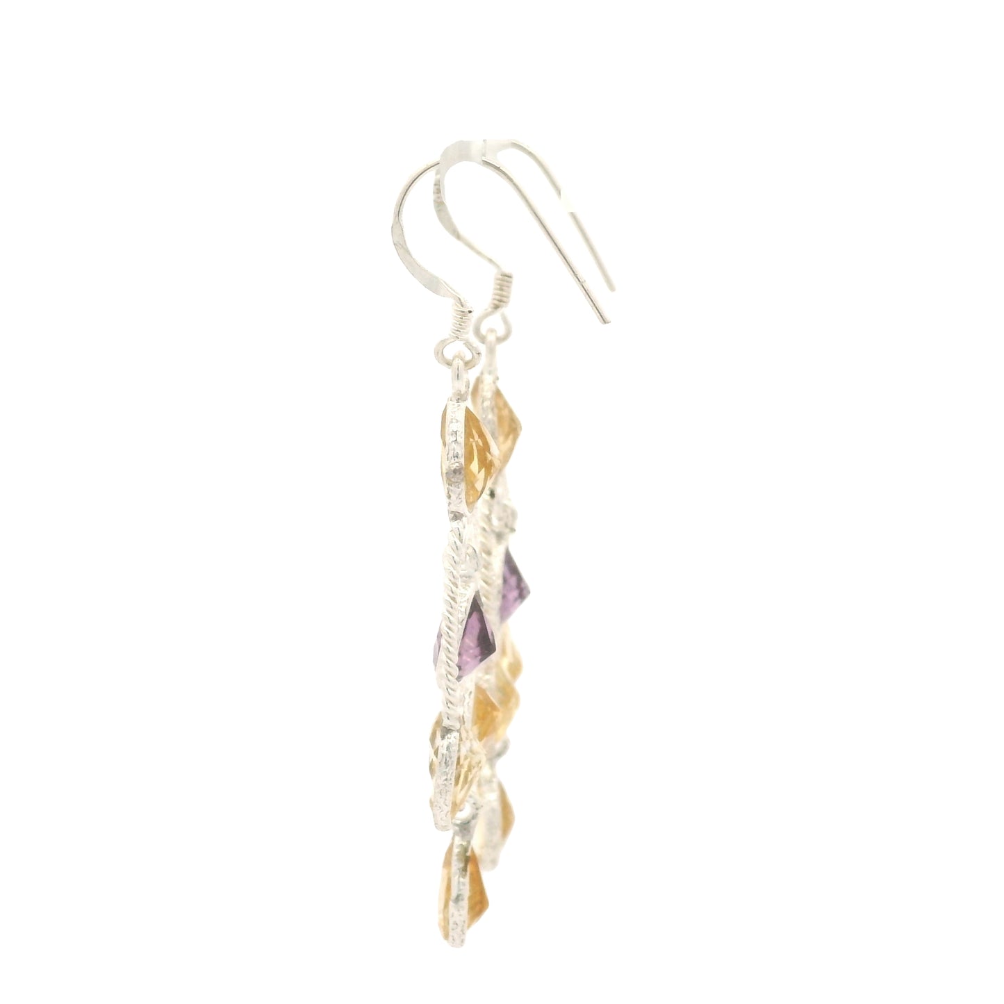 11.13 Ct Citrine, Amethyst 925 Sterling Silver Earrings