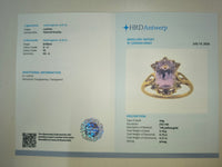 4.36 Ct Cushion Natural Kunzite 14K Gold Ring