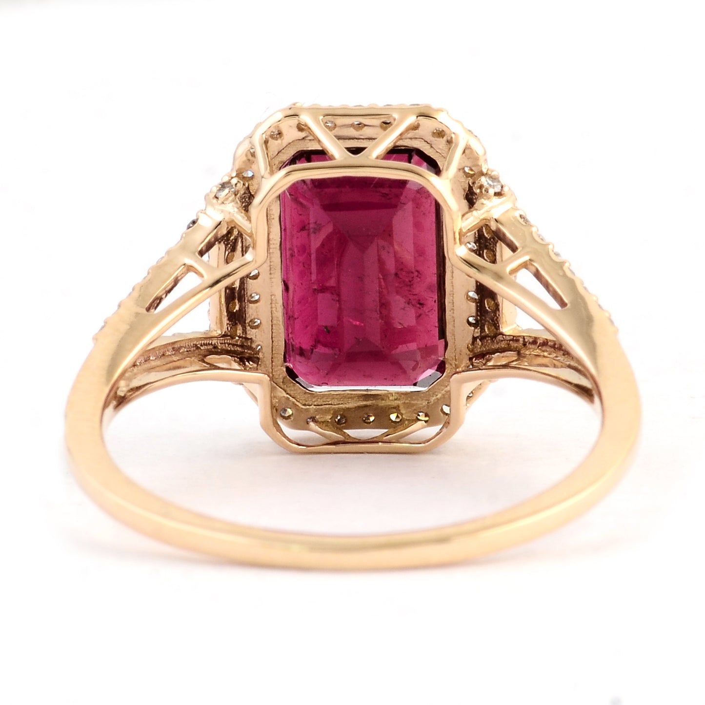 3.25 Ct Emerald Cut Natural Tourmaline 14K Gold Ring