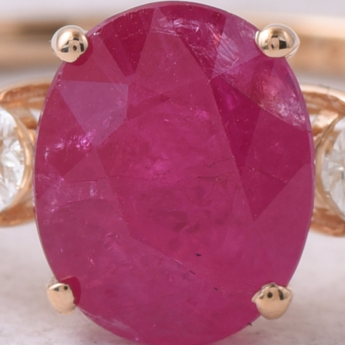 2.19 Ct Oval Mixed Cut Natural Ruby 14K Gold Ring