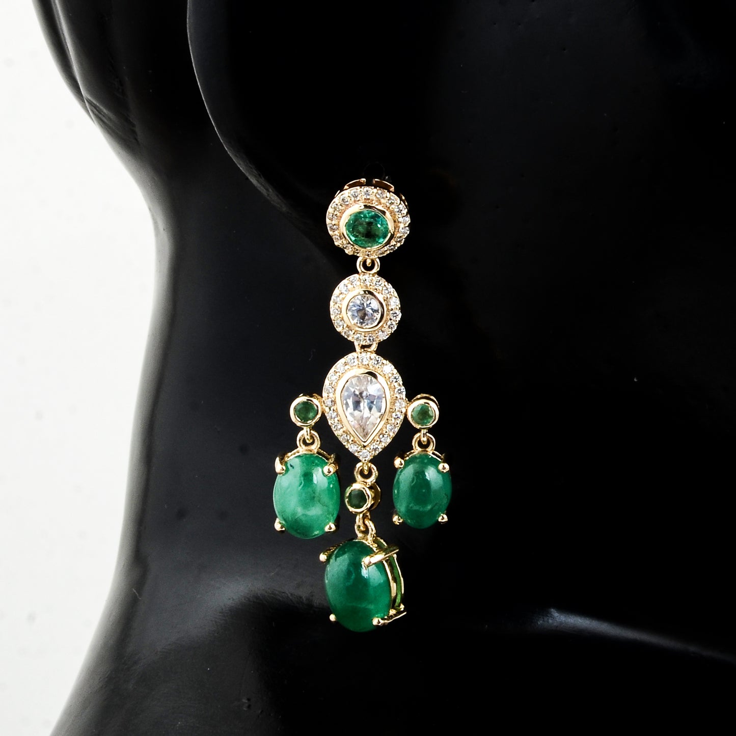 9.62 Ct Oval Emerald 14K Gold Earrings