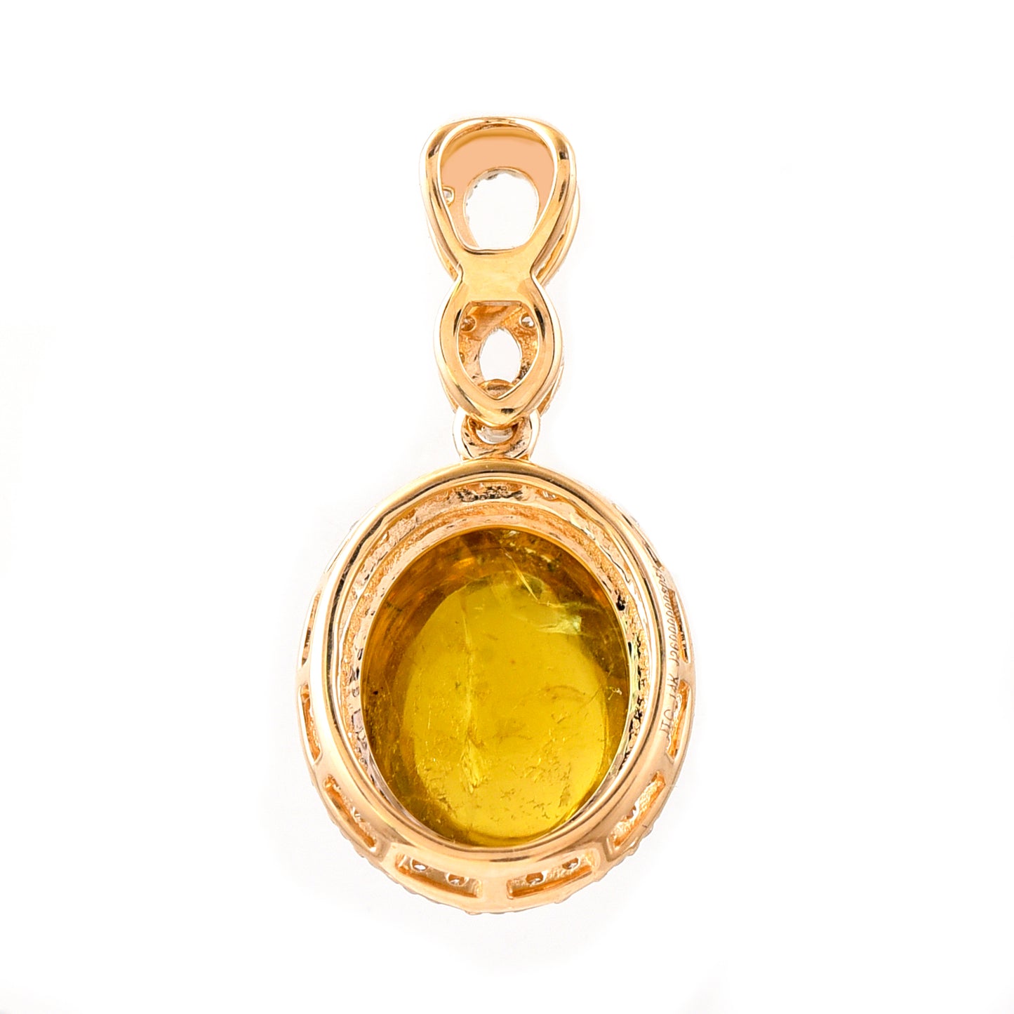 3.84 Ct Oval Mixed Cut Natural Tourmaline 14K Gold Pendant