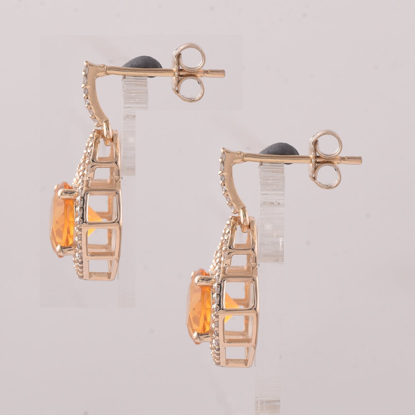 2.10 Ct Round Br.Opal 9K Gold Earrings