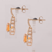 2.10 Ct Round Br.Opal 9K Gold Earrings