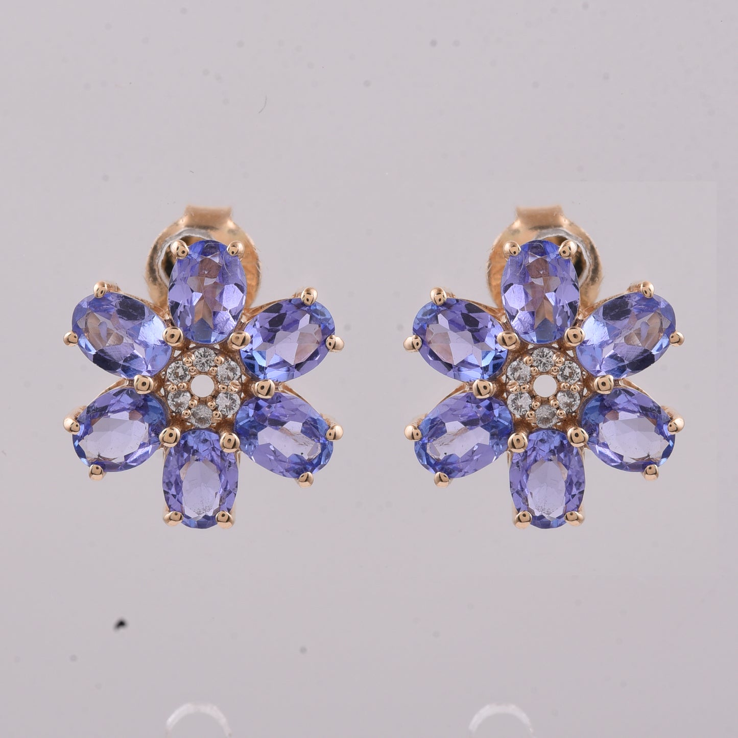 1.71 Ct Oval Natural Tanzanite 14K Gold Earrings