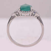 1.63 Ct Pear Mixed Cut Natural Emerald 950 Platinum Ring
