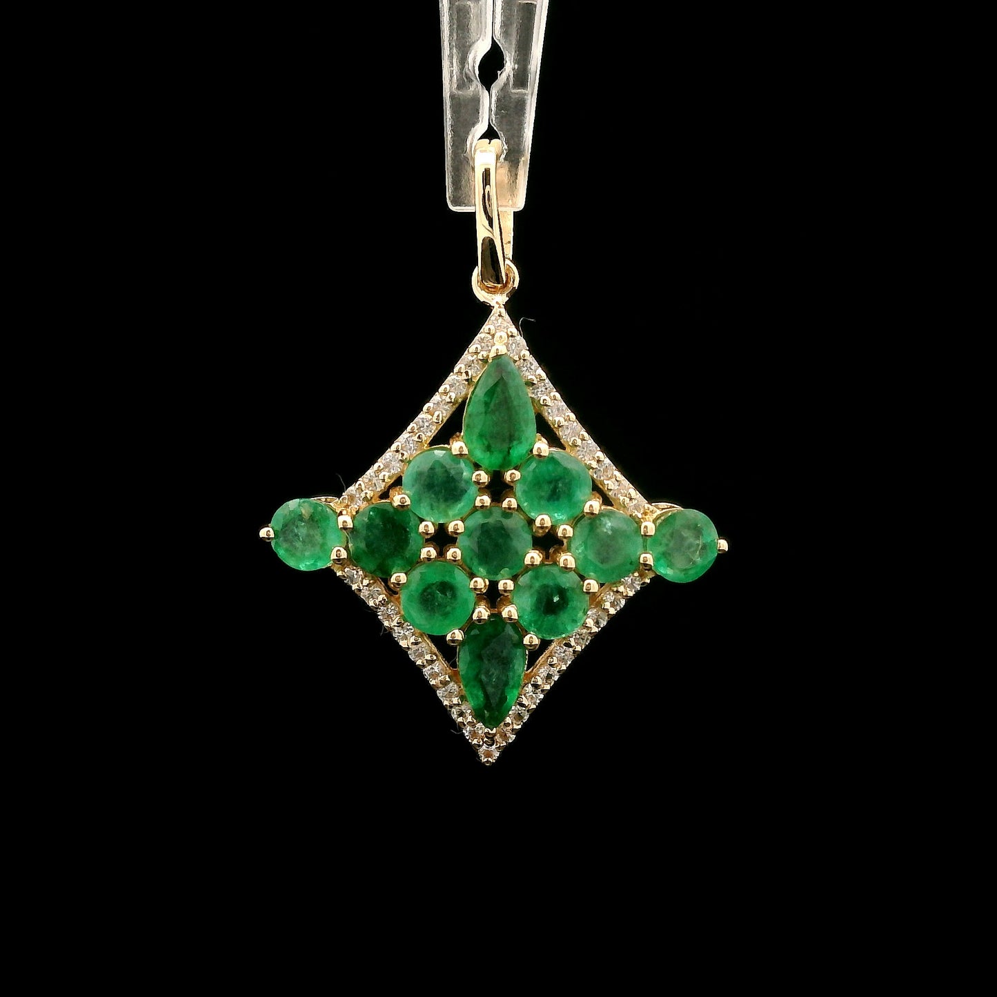 1.70 Ct Pear Emerald 14K Gold Pendant