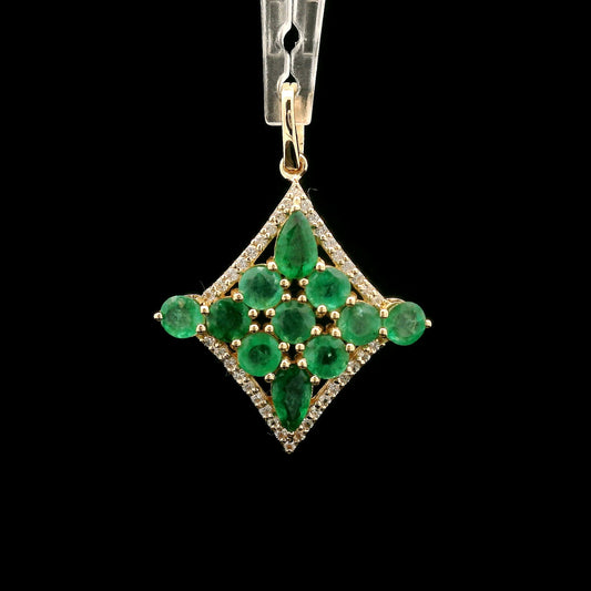 1.70 Ct Pear Emerald 14K Gold Pendant