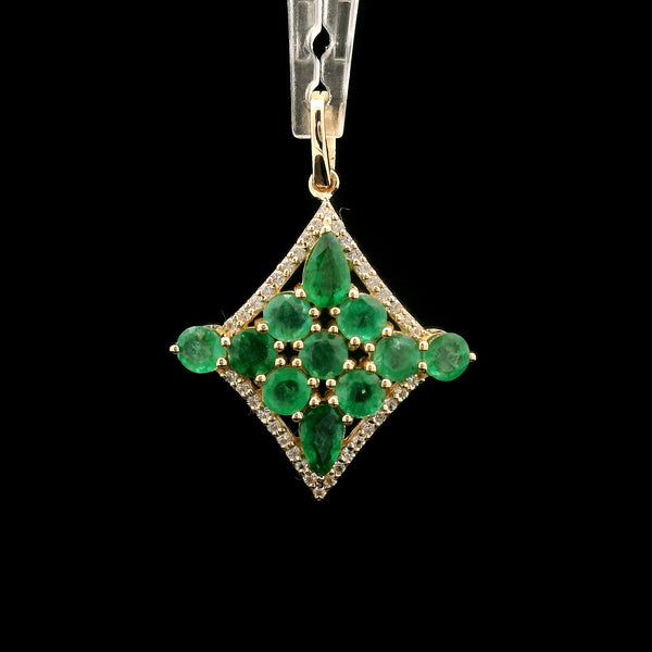 1.70 Ct Pear Emerald 14K Gold Pendant