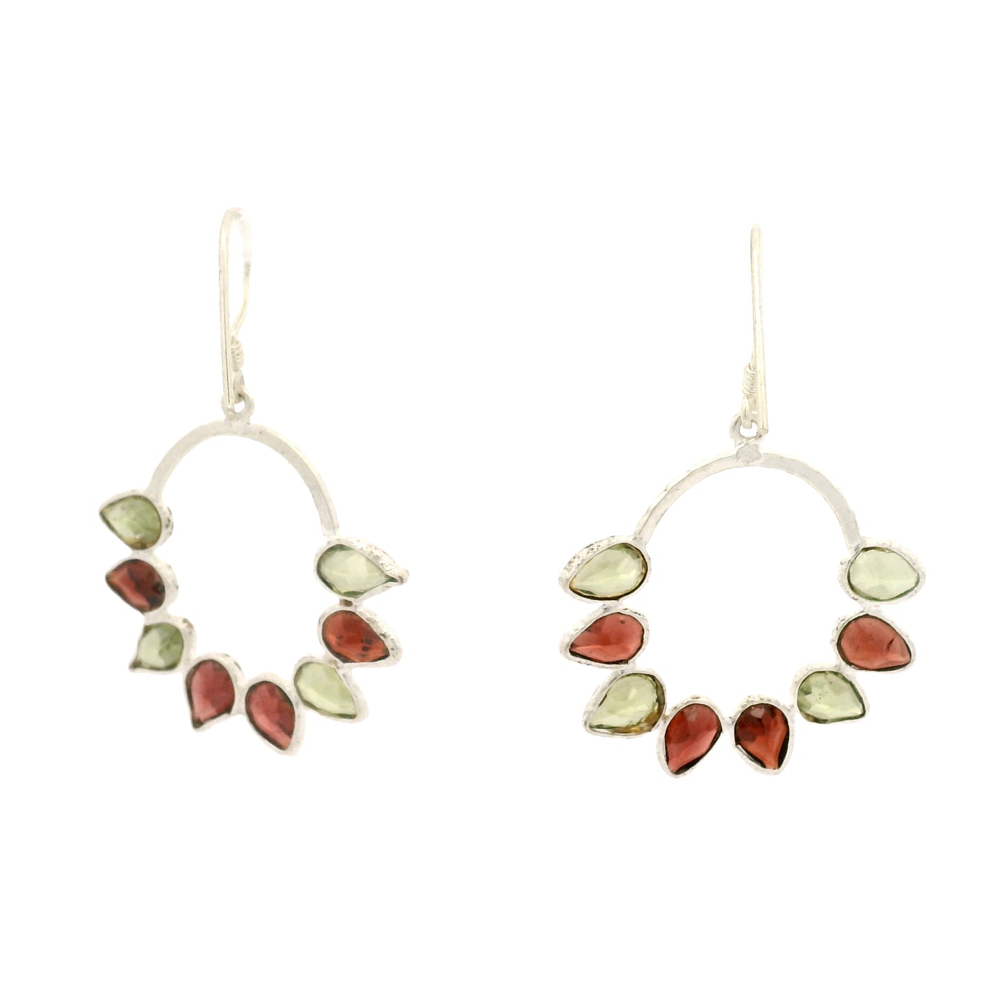 8.38 Ct Garnet, Peridot 925 Sterling Silver Earrings