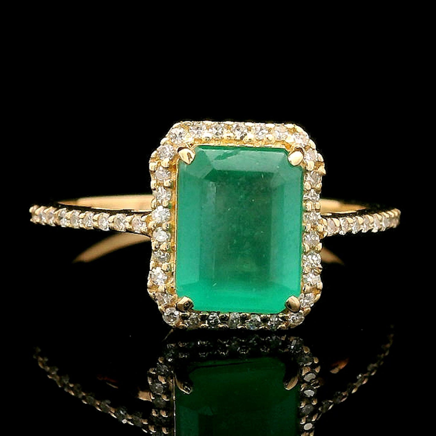 1.87 Ct Octagon Mixed Cut Natural Emerald 14K Gold Ring