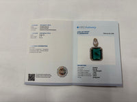 3.22 Ct Octagon Step Cut Natural Emerald 14K Gold Pendant
