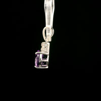 2.53 Ct Oval Amethyst, White Zircon 925 Sterling Silver Pendant