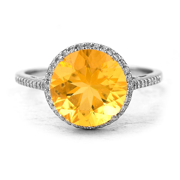 2.34 Ct Round Mixed Cut Natural Fire Opal 950 Platinum Ring