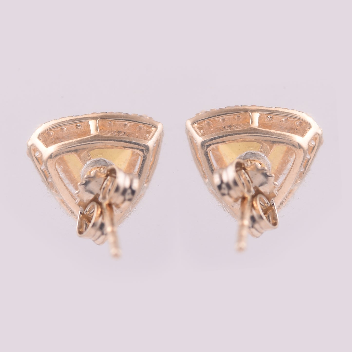 1.56 Ct Trillion Br.Fire Opal 9K Gold Earrings