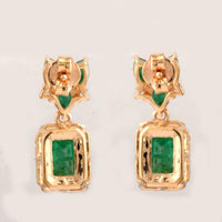 2.39 Ct Octagon Emerald 14K Gold Earrings