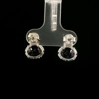 4.51 Ct Oval Amethyst, White Zircon 925 Sterling Silver Earrings
