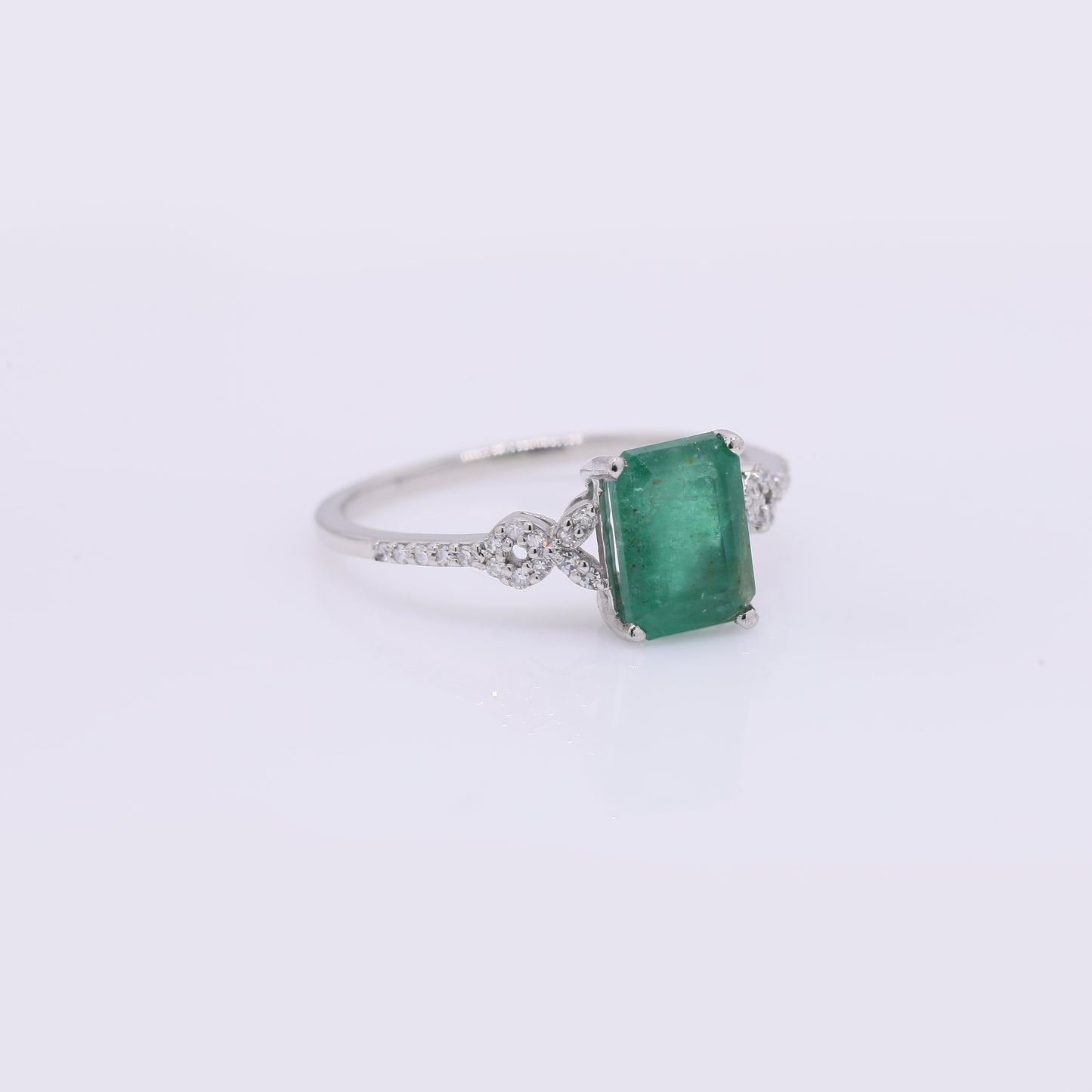1.67 Ct Octagon Step Cut Natural Emerald 950 Platinum Ring