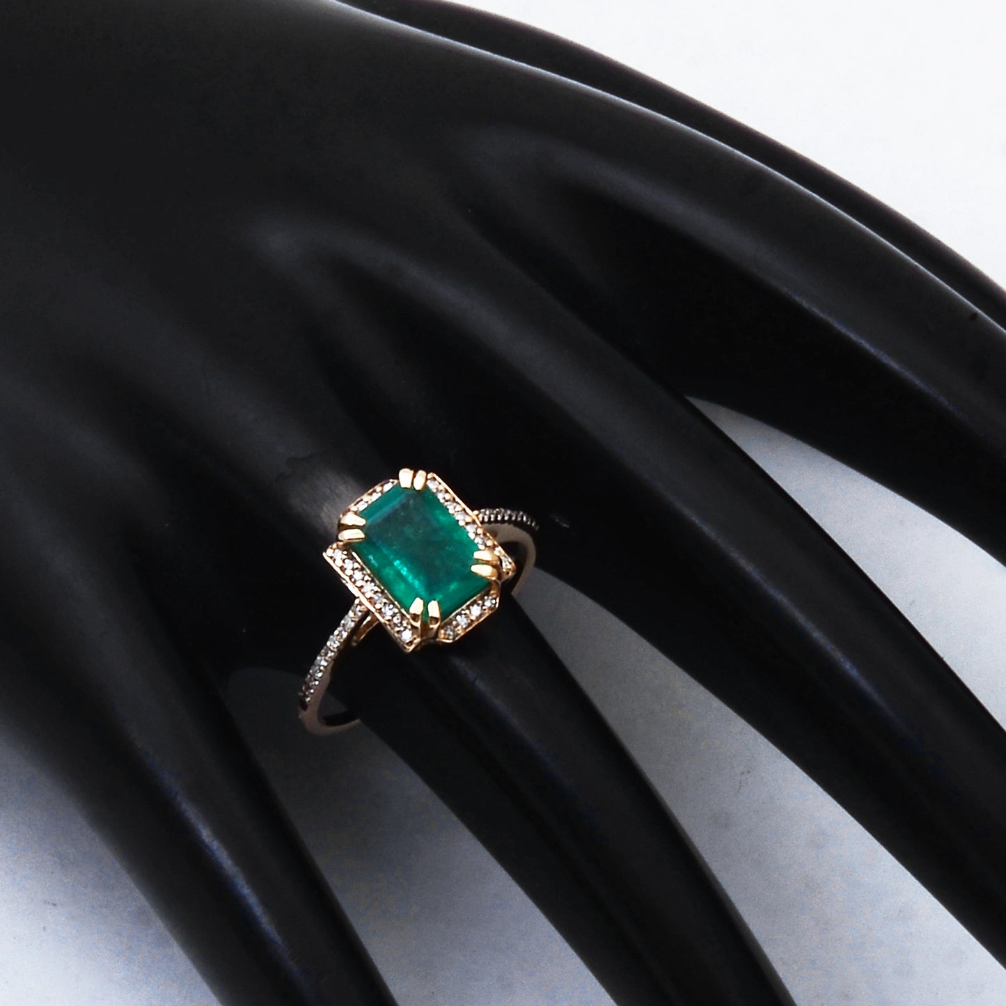 2.20 Ct Octagon Step Cut Natural Emerald 14K Gold Ring