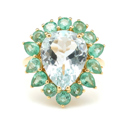 4.54 Ct Pear Aquamarine 9K Gold Ring