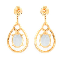 2.21 Ct Oval Mixed Cut Natural Aquamarine 14K Gold Earrings