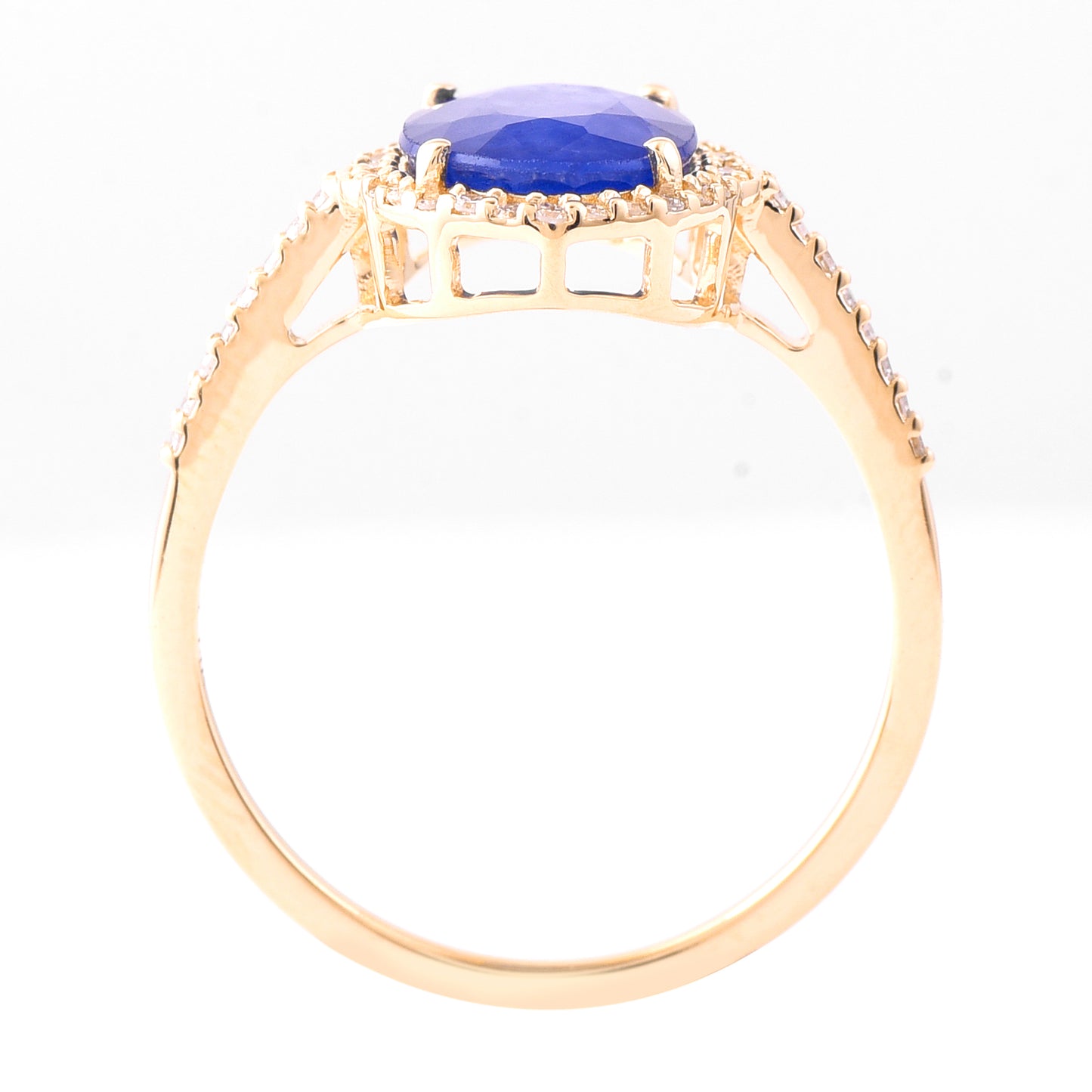 2.48 Ct Oval Mixed Cut Natural Sapphire 14K Gold Ring