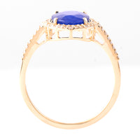 2.48 Ct Oval Mixed Cut Natural Sapphire 14K Gold Ring