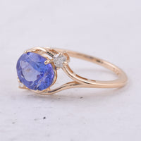 2.18 Ct Oval Natural Tanzanite 14K Gold Ring