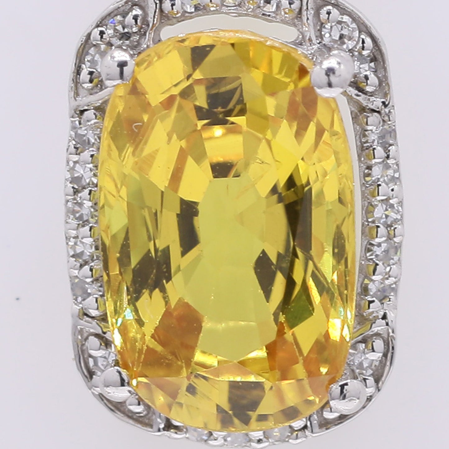 3.29 Ct Cushion Mixed Cut Natural Yellow Sapphire 950 Platinum Pendant