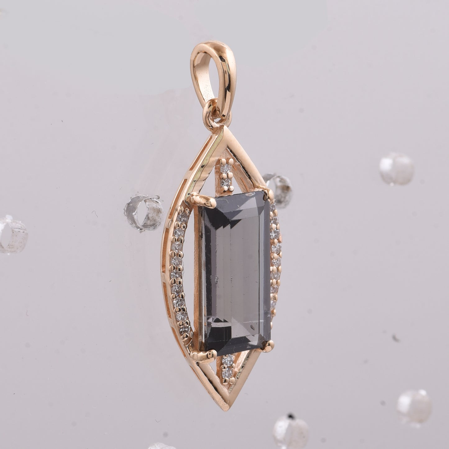 2.26 Ct Rectangle Step Cut Natural Tourmaline 14K Gold Pendant