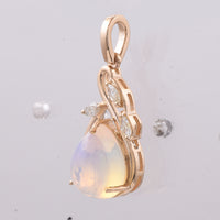 2.30 Ct Pear Cabochon Natural Opal 14K Gold Pendant