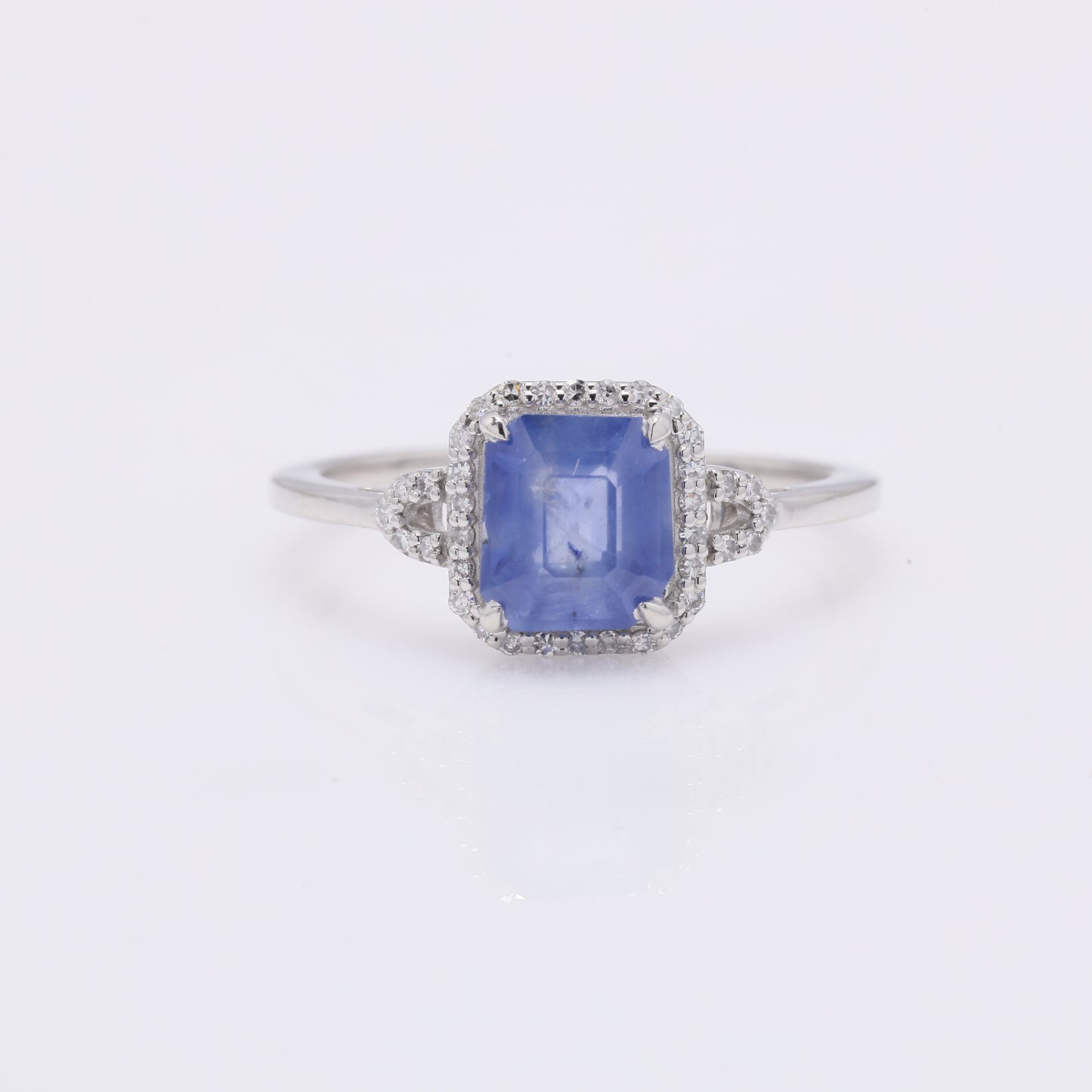 2.02 Ct Octagon Step Cut Natural Sapphire 950 Platinum Ring