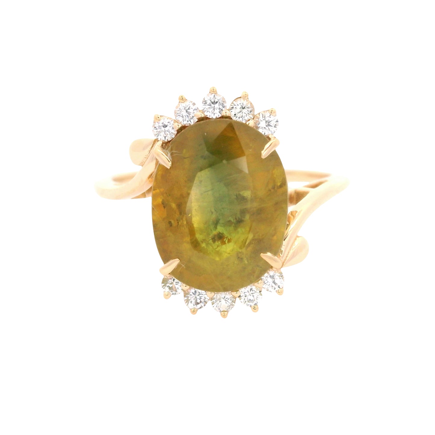 5.67 Ct Oval Fancy Sapphire 14K Gold Ring