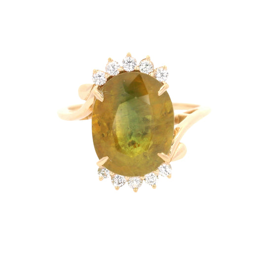5.67 Ct Oval Fancy Sapphire 14K Gold Ring
