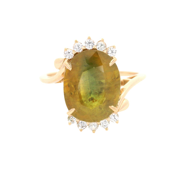 5.67 Ct Oval Fancy Sapphire 14K Gold Ring