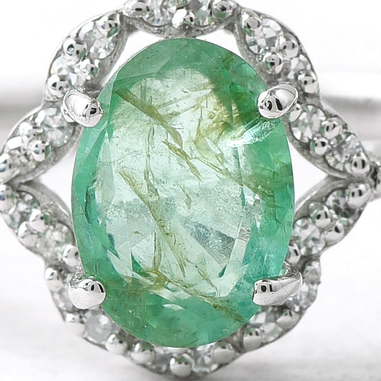 2.60 Ct Oval Mixed Cut Natural Emerald 950 Platinum Ring