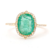 2.26 Ct Cushion Natural Emerald 14K Gold Ring