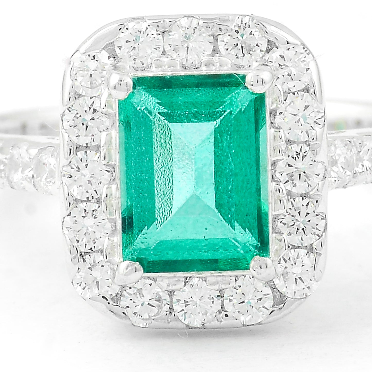 3.62 Ct Octagon Green Topaz, Cubic Zirconia, 925 Sterling Silver Ring