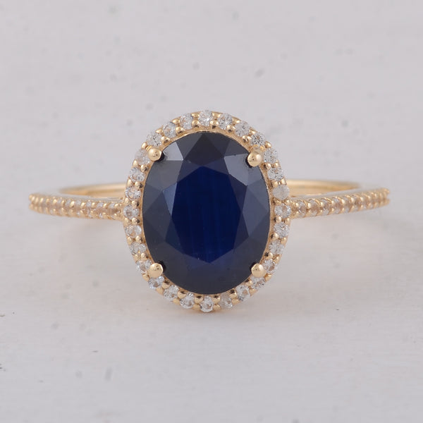 2.88 Ct Oval Sapphire 9K Gold Ring