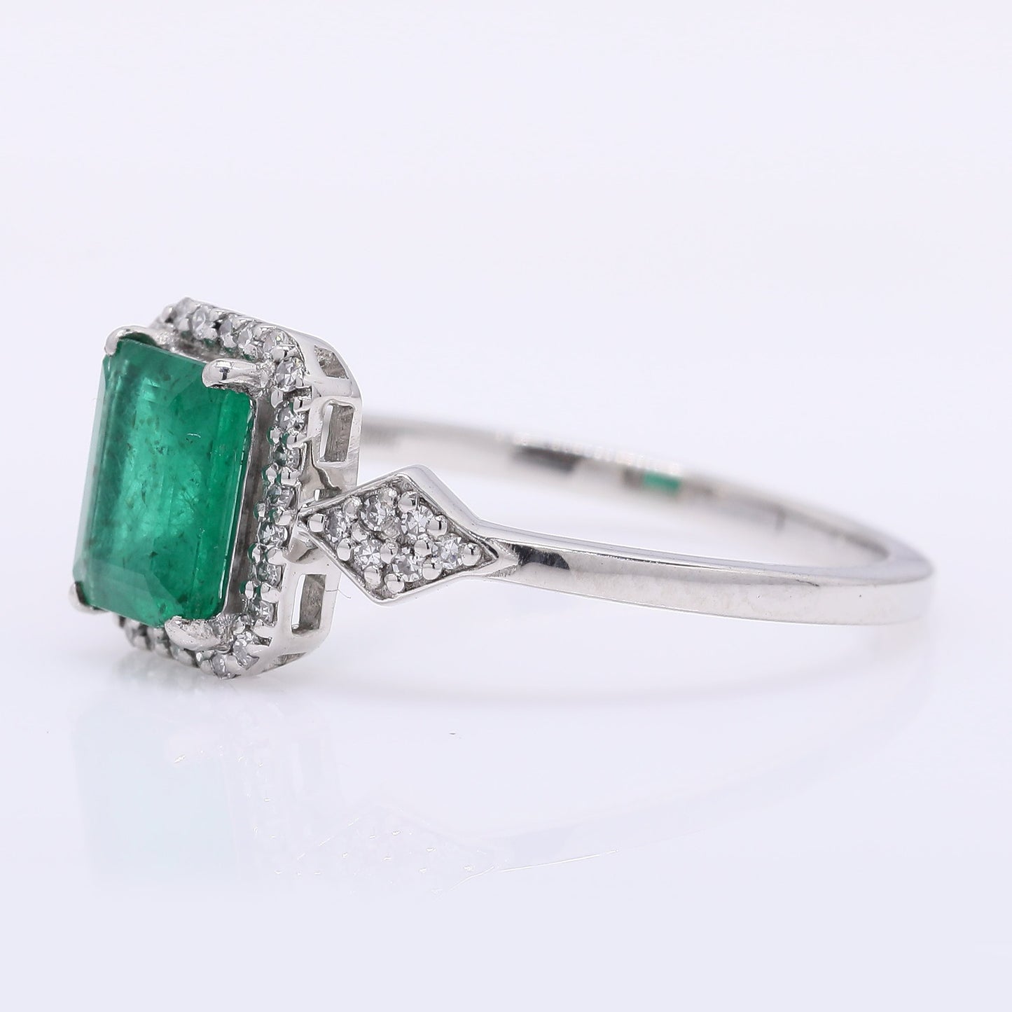 0.98 Ct Octagon Step Cut Natural Emerald 950 Platinum Ring