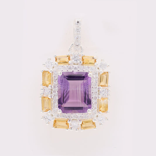 4.98 Ct Octagon Amethyst 925 Silver Pendant
