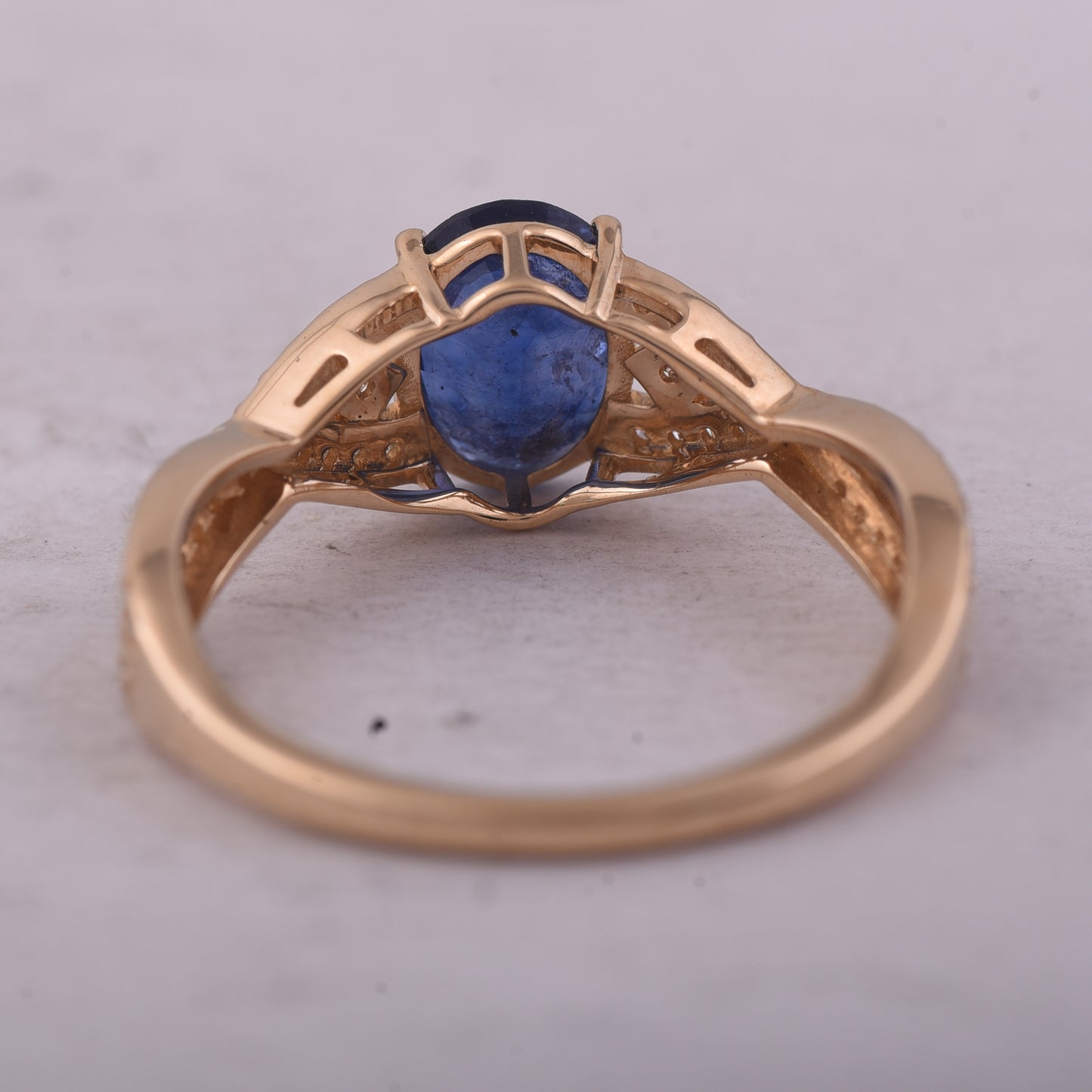 1.77 Ct Oval Mixed Cut Natural Sapphire 14K Gold Ring