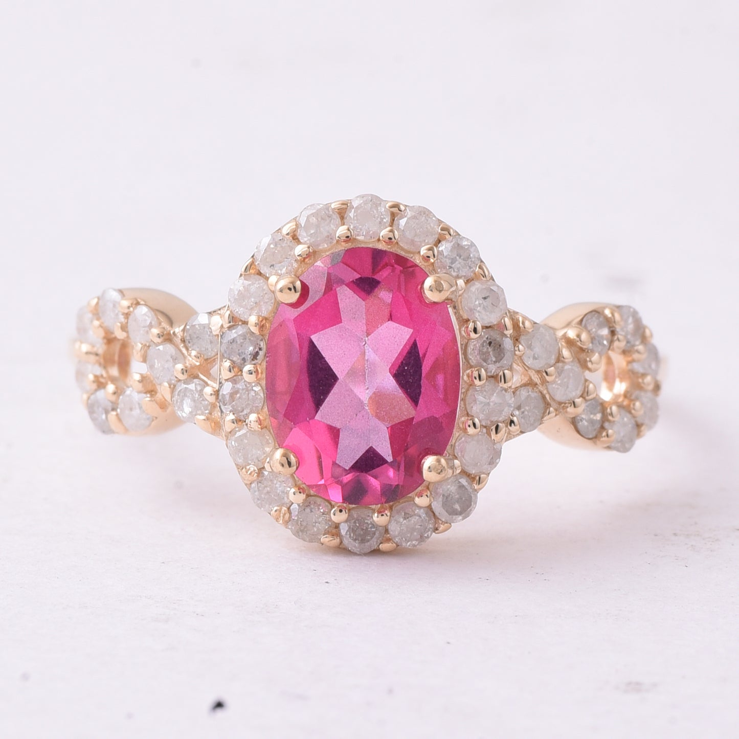 1.91 Ct Oval Pink Topaz 9K Gold Ring