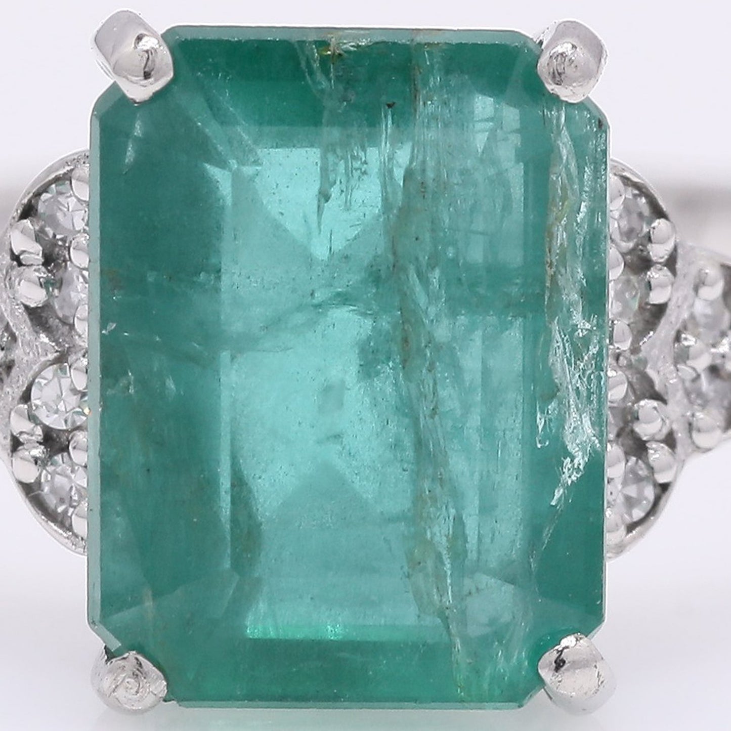2.28 Ct Octagon Step Cut Natural Emerald 950 Platinum Ring
