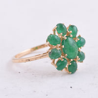 1.92 Ct Oval Cabochon Cut Natural Emerald 14K Gold Ring